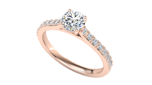 4 claw solitaire flush fit pavé band 0.5ct