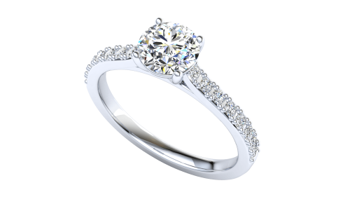 4 claw solitaire flush fit pavé band 0.7ct