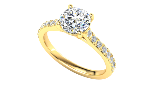 4 claw solitaire flush fit pavé band 1ct