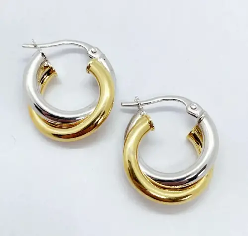 Two tone 9ct hoop earrings