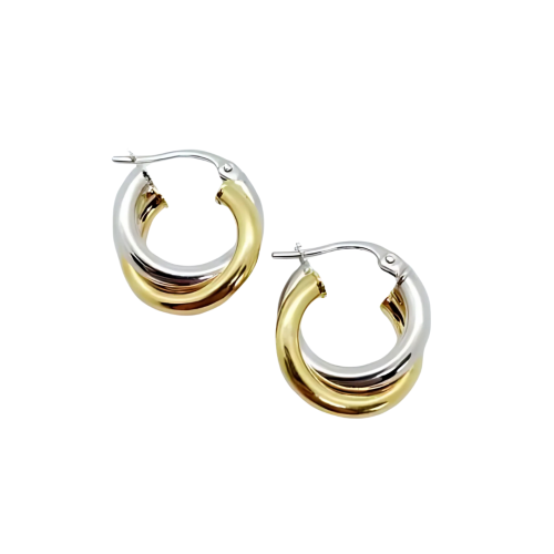 Two tone 9ct hoop earrings