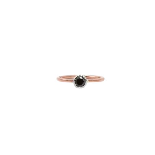 9ct Rose Gold & White Gold Black Diamond Stack Ring