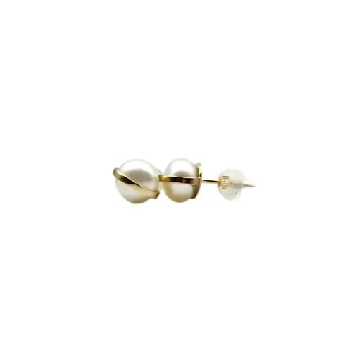 9ct Yellow Gold Button Pearl Earring Studs