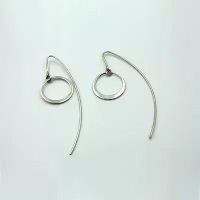 Silver Dangling Circle Earrings